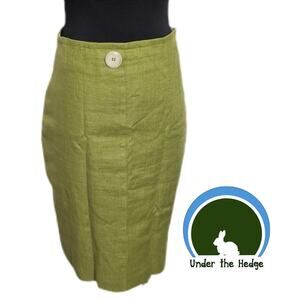 Vtg 90s Ann Taylor Lime Green Linen High Waist Pencil Skirt Size 8 Lined X1